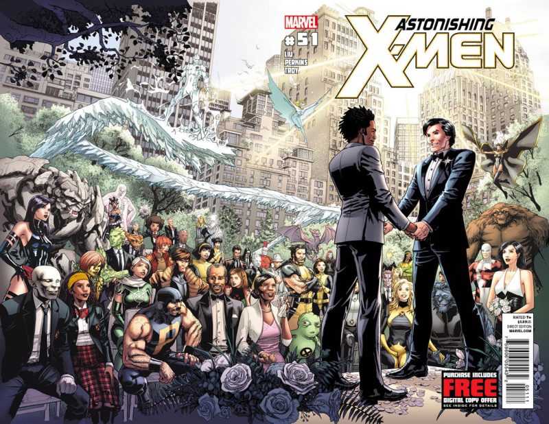 Astonishing X-Men #51, boday gay entre Northstar y Kyle Jinadu | Marvel Comics