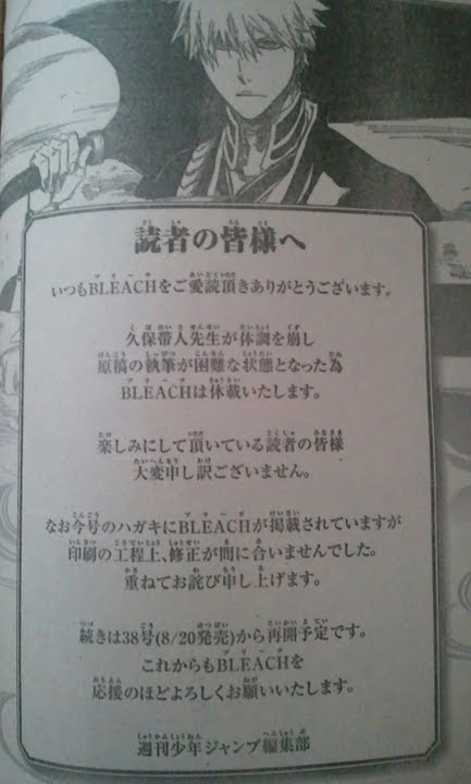 Bleach anuncia receso