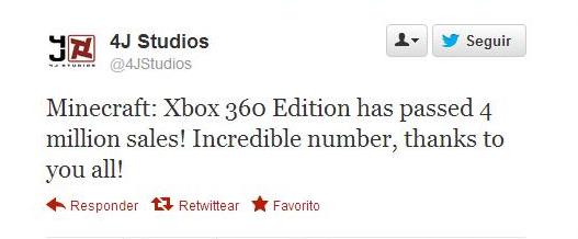 Minecraft Xbox 360 Edition ya vendió 4 millones de copias Minecraft Xbox 360 Edition ya vendió 4 millones de copias