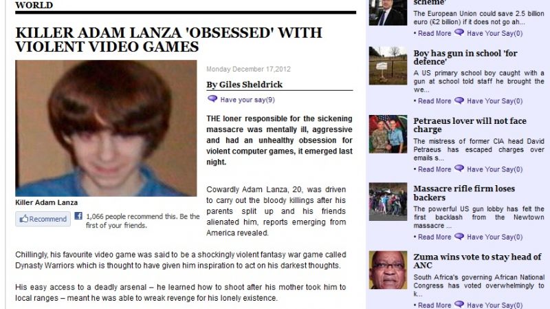 Matanza en Connecticut, "inspirada" por videojuego: Express