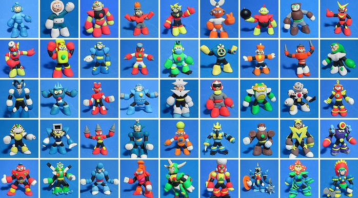Todos los Robot Master de Mega Man en plastilina