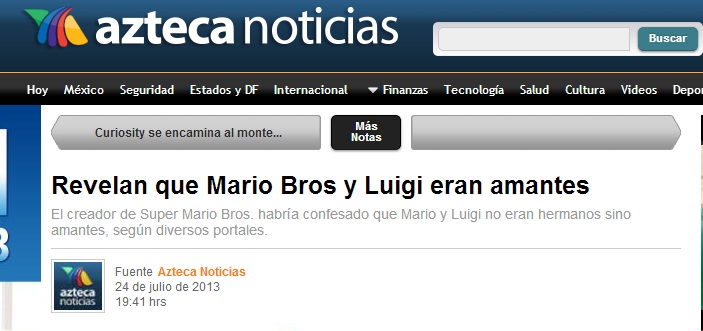 Falsa, nota de homosexualidad de Mario y Luigi; medios exhiben falta de profesionalismo