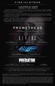 Prometheus, Alien, Predator, Alien vs Predator: Fire and Stone