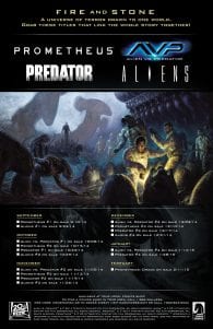 Prometheus, Alien, Predator, Alien vs Predator: Fire and Stone