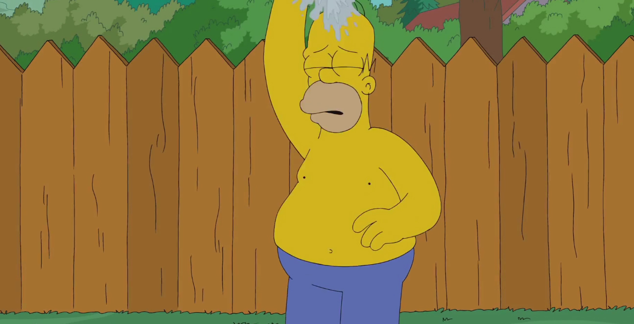 Homero Simpson cumple el reto de la cubeta