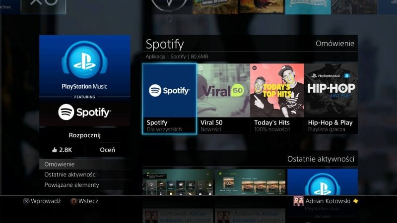 Spotify en PlayStation