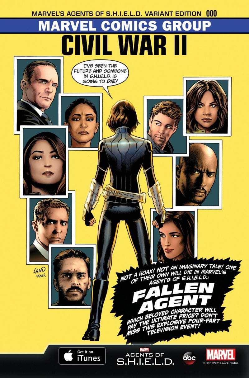 Civil War II #0, portada variante de Agents of SHIELD