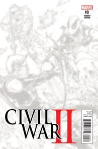 Civil War II #0, portada variante blanca