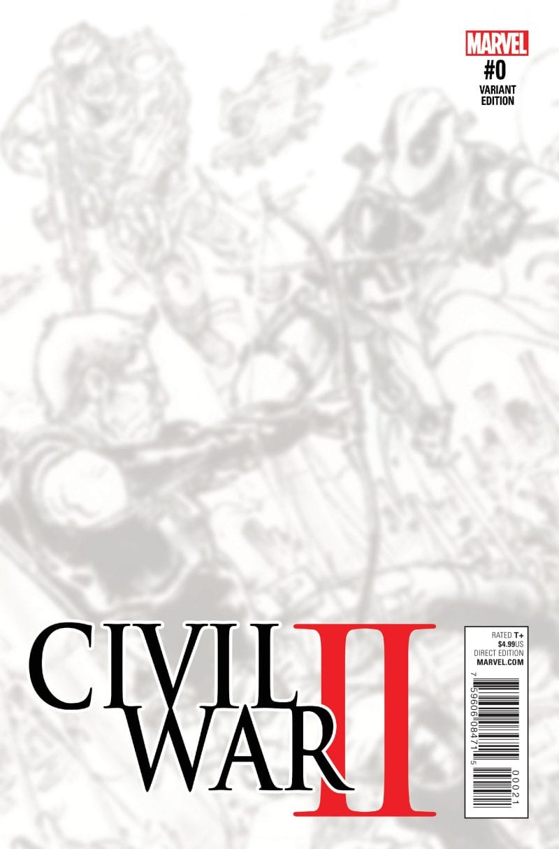 Civil War II #0, portada variante blanca