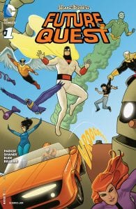 Future Quest #1, portada variante de El Hijo de Frankenstein y los Imposibles, Fantasma del Espacio y Birdman.