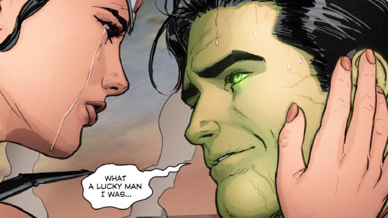 Superman (New 52) se despide de su amada, la Mujer Maravilla.