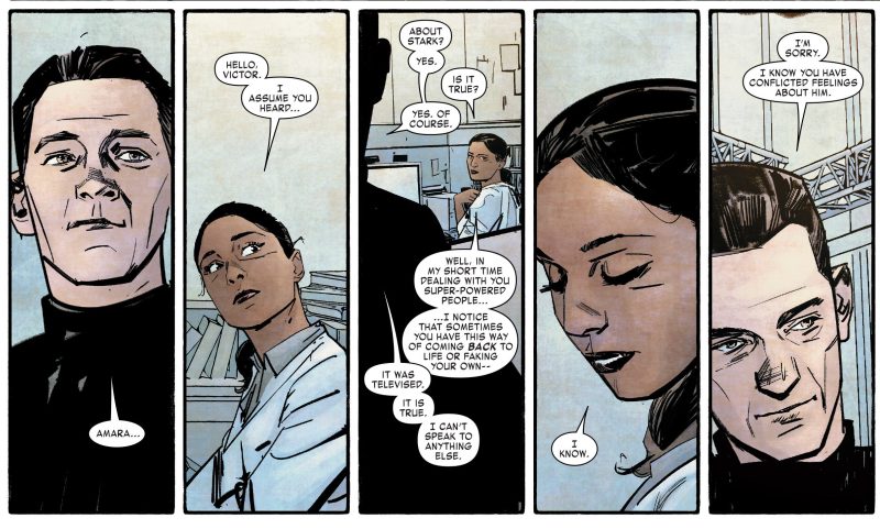 Panel del cómic Infamous Iron Man #1.