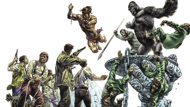 Ilustración del crossover Tarzan on the Planet of the Apes.